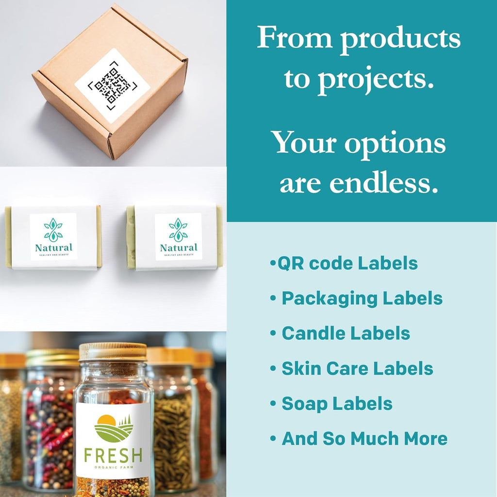 Premium Label Supply White Sticker Square Labels – 2.5' x 2.5' – Laser/Inkjet Compatible – (12 per Sheet), 2000 Sheets – 24,000 Total Adhesive Labels