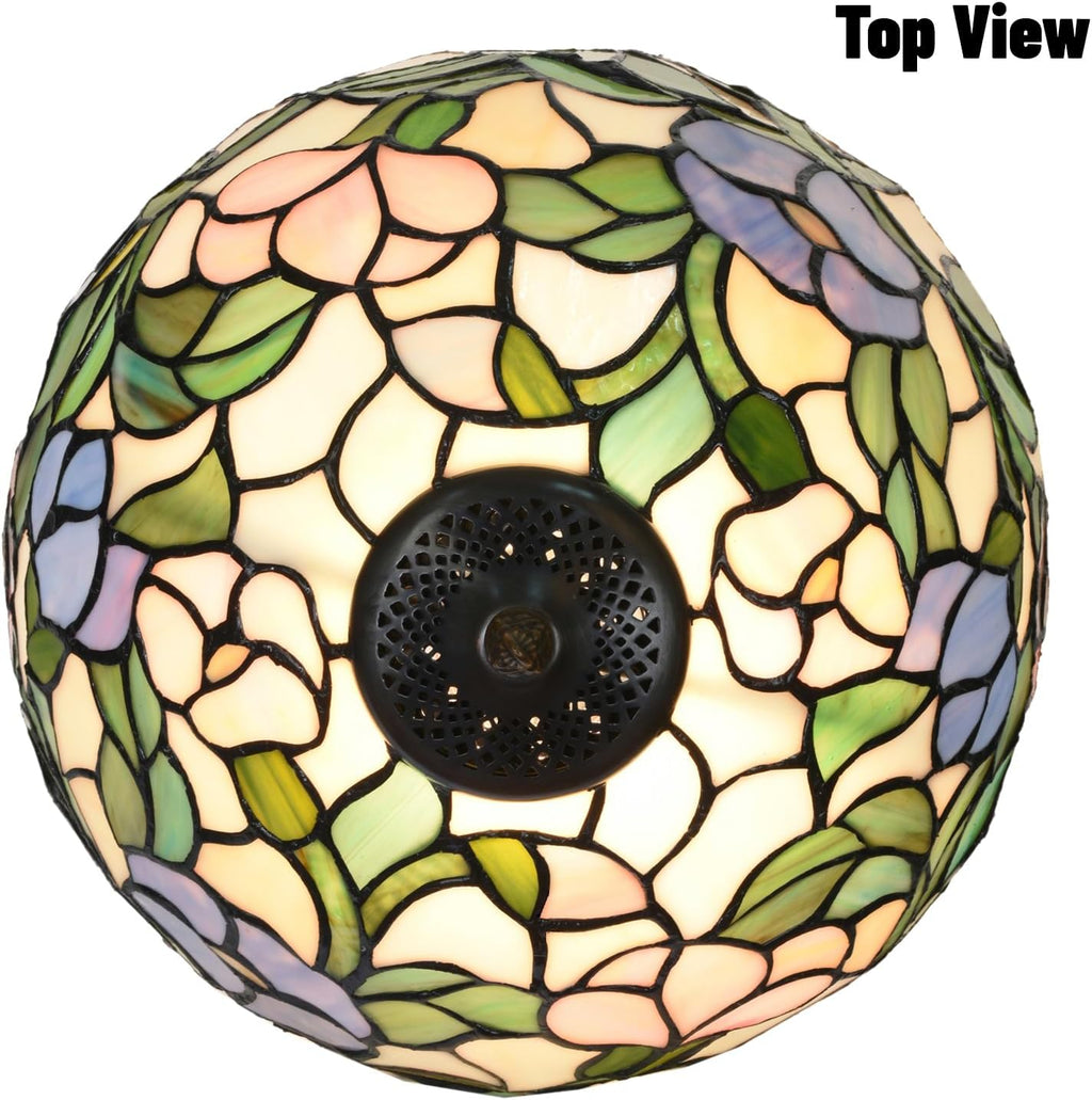 TL0005 Tiffany Table Lamp Bedside Stained Glass Lamp Spring Floral Design Reading Desk Light 12X21.5 Inches for Bedroom Living Room Home Office, lED Bulb Included