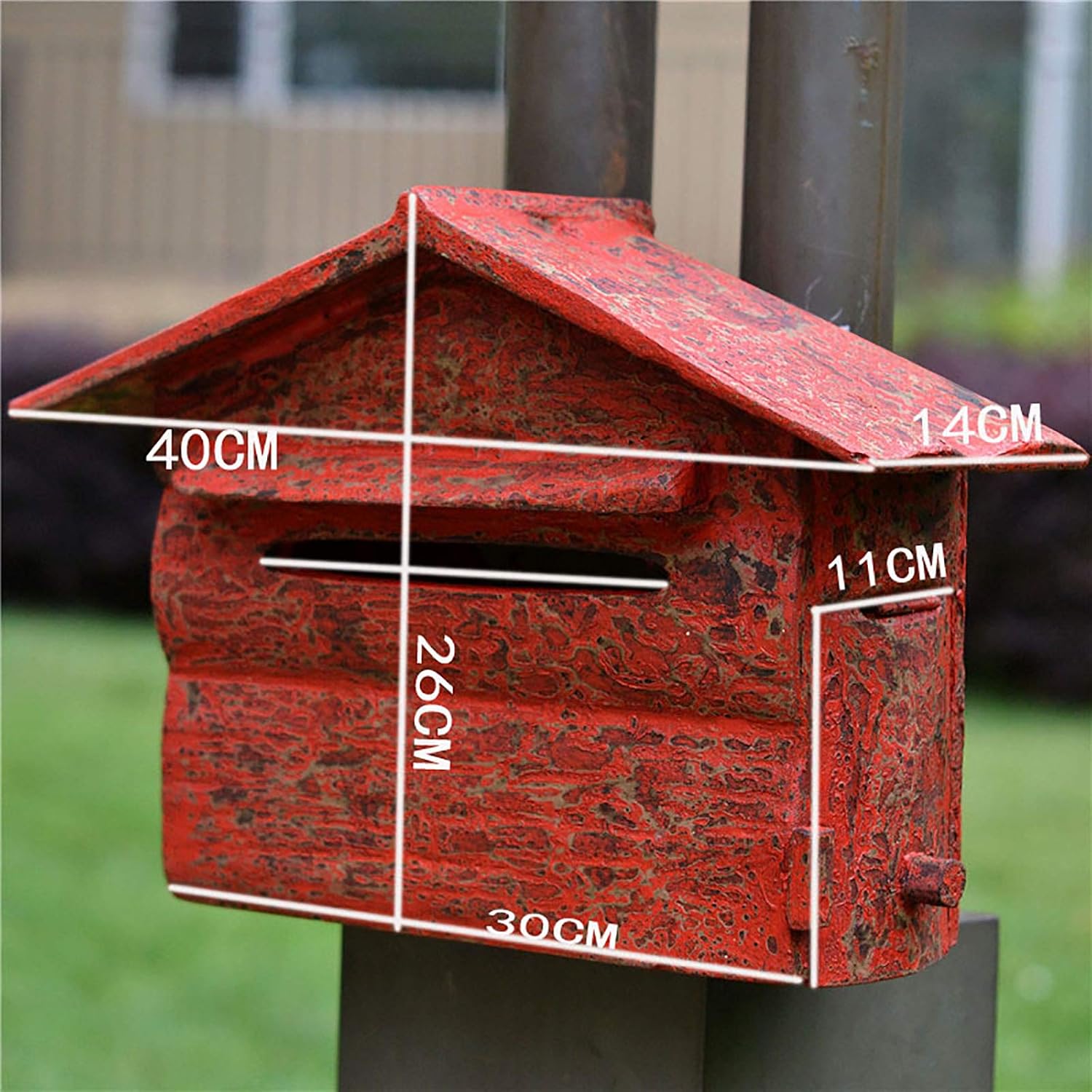 Vintage Wooden Outside Wall Mount Post Box Mailbox Letterbox Photography Props Mural Wedding Bar Cafe Window Display 40x26x14cm