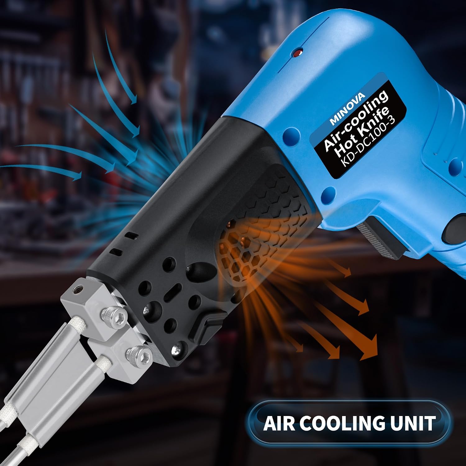 Cordless Air Cooling Pro Electric Hot Knife, Bare Machine 3 Blades Fabric Cutter & Rope Cutting Tool with Heavy-Duty Case & Battery Adapter compatible with MWK Battery Not Included