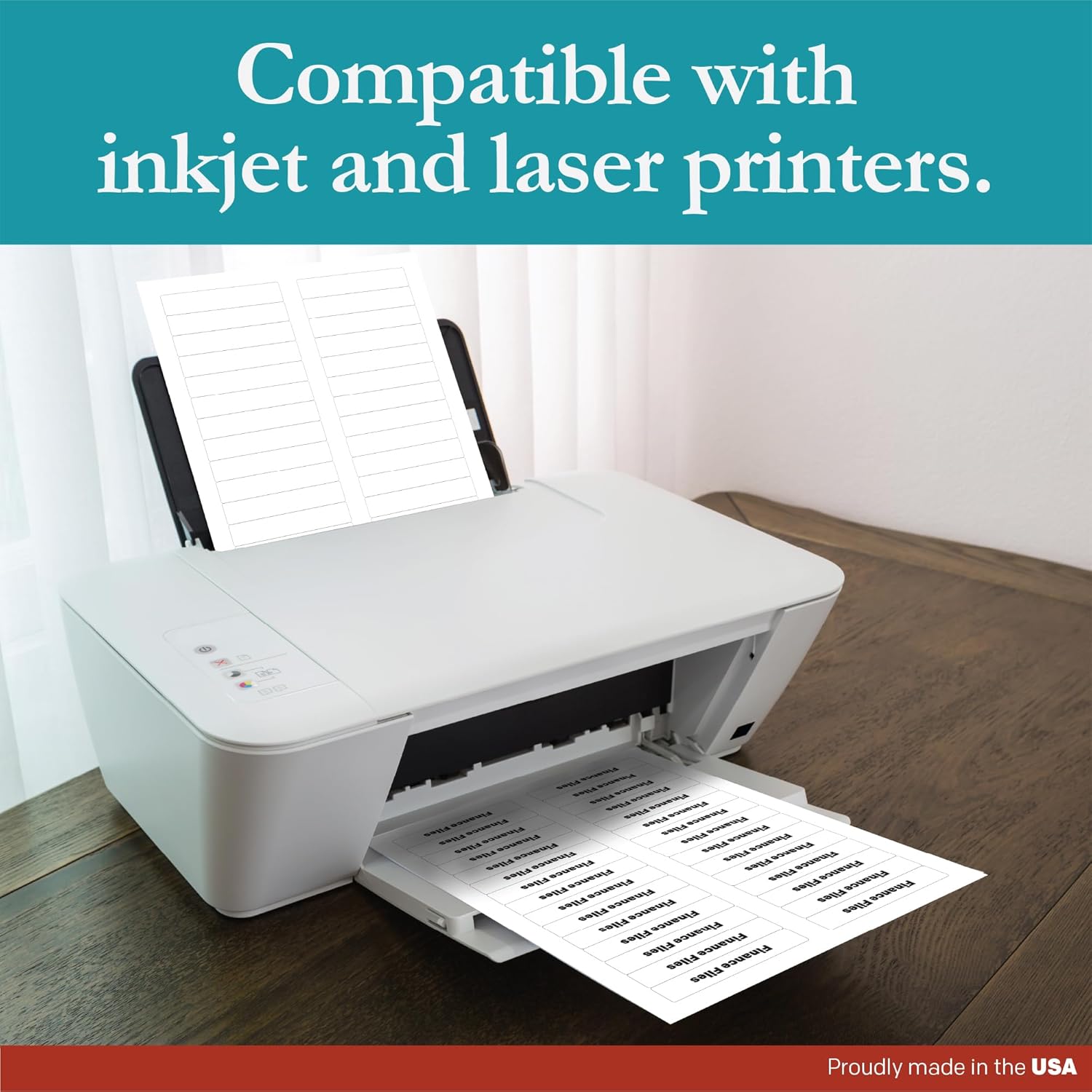 Premium Label Supply White File Folder Labels – 3.4375' x .667' – Laser/Inkjet Compatible – (30 per Sheet), 1000 Sheets - 30,000 Total Adhesive Stickers