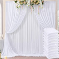 50ft x 8ft Wrinkle Free White Backdrop Curtains for Parties, 10 Panels 5ftx8ft Polyester Photo Backdrop Drapes for Weddings Birthday Photography Background Curtains