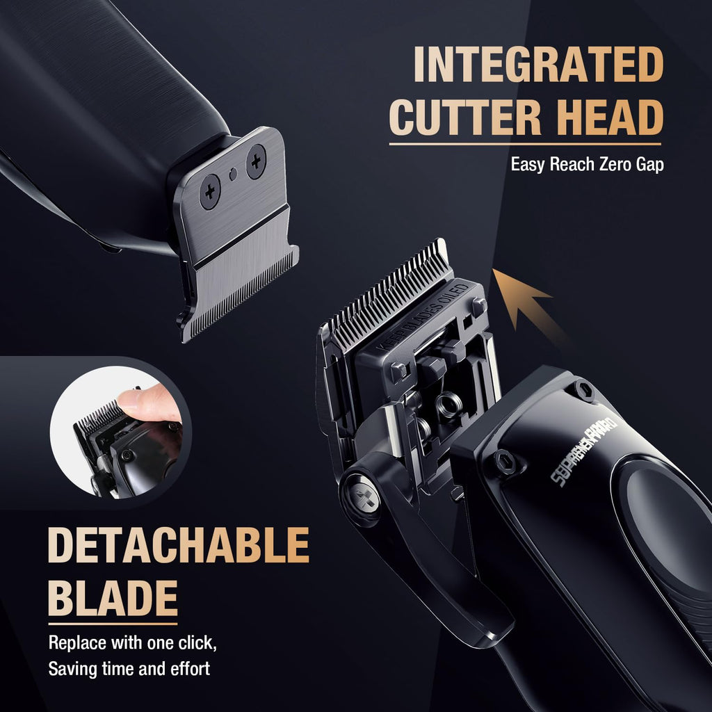 Professional Hair Clippers for Men - Detachable Blade with Power Compensator Motor - Cordless Hair Trimmer Set for Barbers with Charging Base - Premium Hair Clipper Kit - Gift for Men