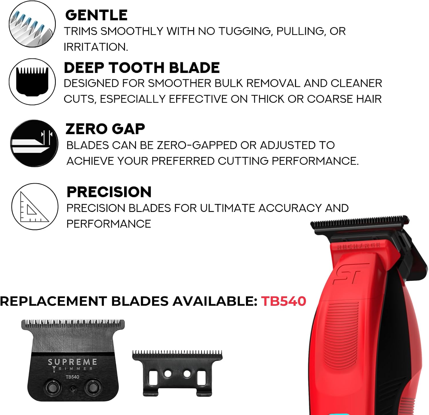 Supreme Trimmer 2-in-1 Recharge Hair Clipper & Beard Trimmer Combo | 7500 RPM, Removable Battery, Smart USB Charging Base | STC779 + ST777