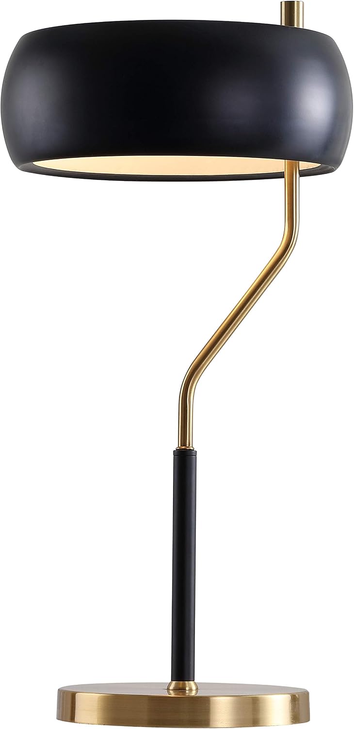 Eyely EYL6008A Lucas 22.5' Moody Metal LED Desk Lamp for Reading Room, Living Room, Office, Bedroom, Contemporary, Glam, Scandinavian, Black/Brass Gold