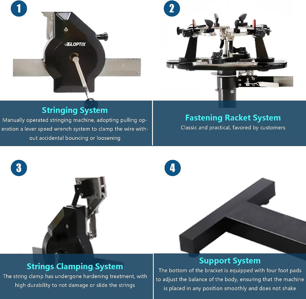 GT-210 Tennis Racket Stringing Machine Manual Vertical Progression Racket String Tools, with Tools and Accessories