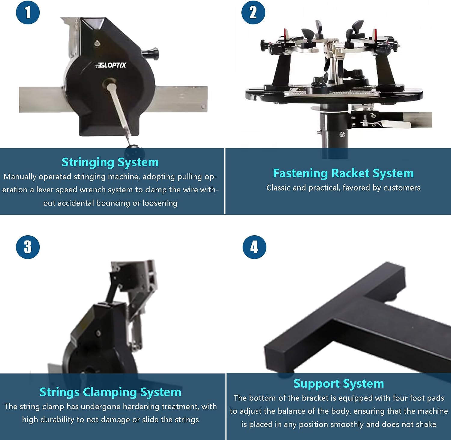 GT-210 Tennis Racket Stringing Machine Manual Vertical Progression Racket String Tools, with Tools and Accessories