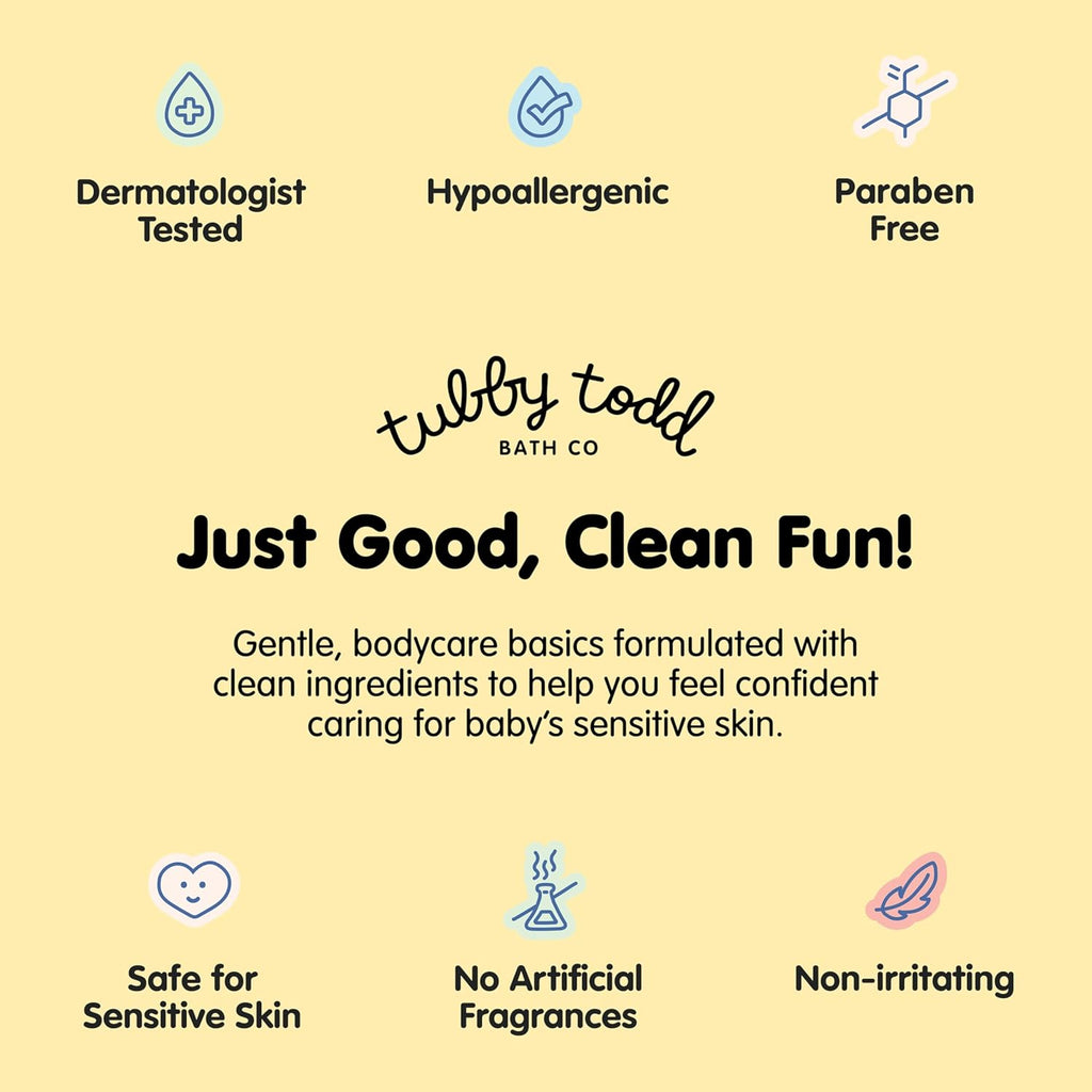 Tubby Todd Baby Bundle Newborn Skin Care Set | Hypoallergenic Hair + Body Wash, All Over Ointment Sweet Cheeks Diaper Paste, Full Size, Fragrance Free