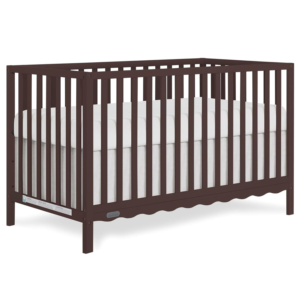 Dream On Me Synergy Wave 5-in-1 Convertible Crib, GREENGUARD Gold, Chocolate Chip
