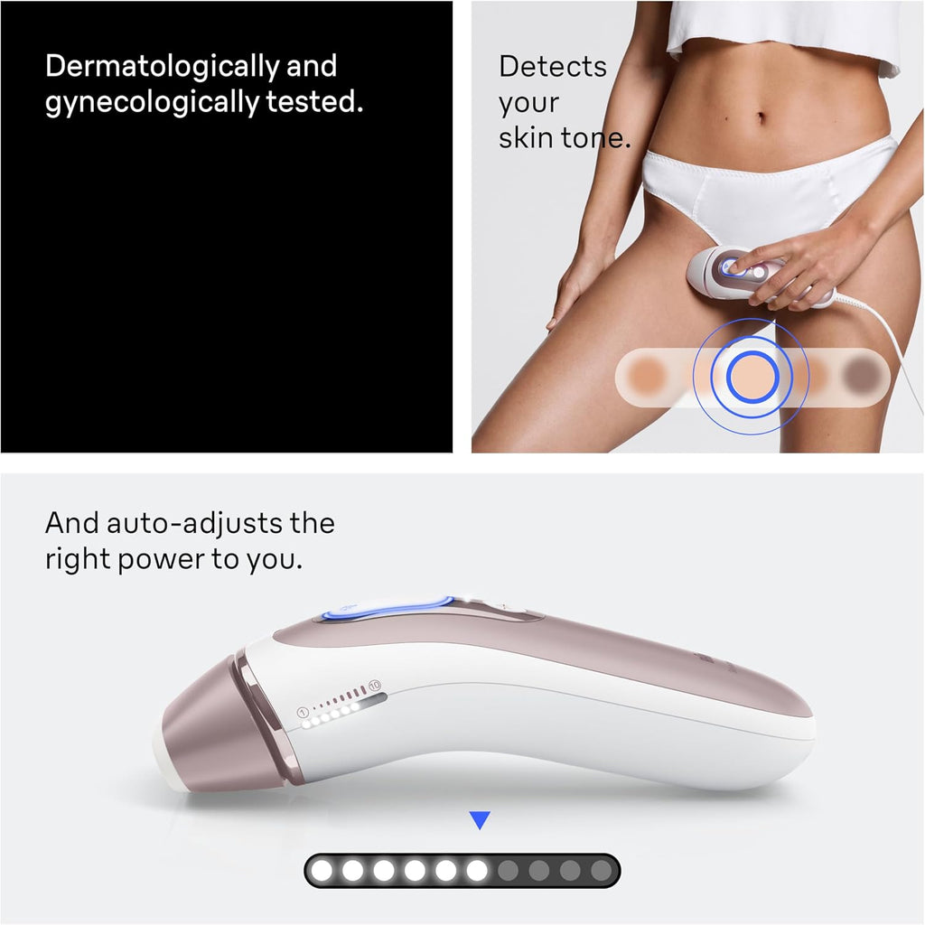 Braun Skin i-Expert Smart IPL PL7219 at Home Laser Hair Removal for Women and Men with App, Premium Pouch, Venus Razor, 2 Smart Heads, Facial Trimmer