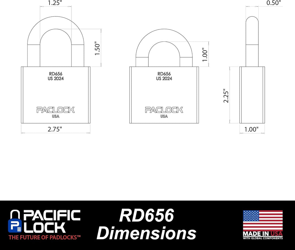 PACLOCK's RD656 Rotating Disc Padlock, 1/2' Dia. Stainless Steel Shackle, High Security Rotating Disc, Exclusive Key Number, U-Pick! Keyed Alike w/ 1 Key, Nickel-Plated Brass