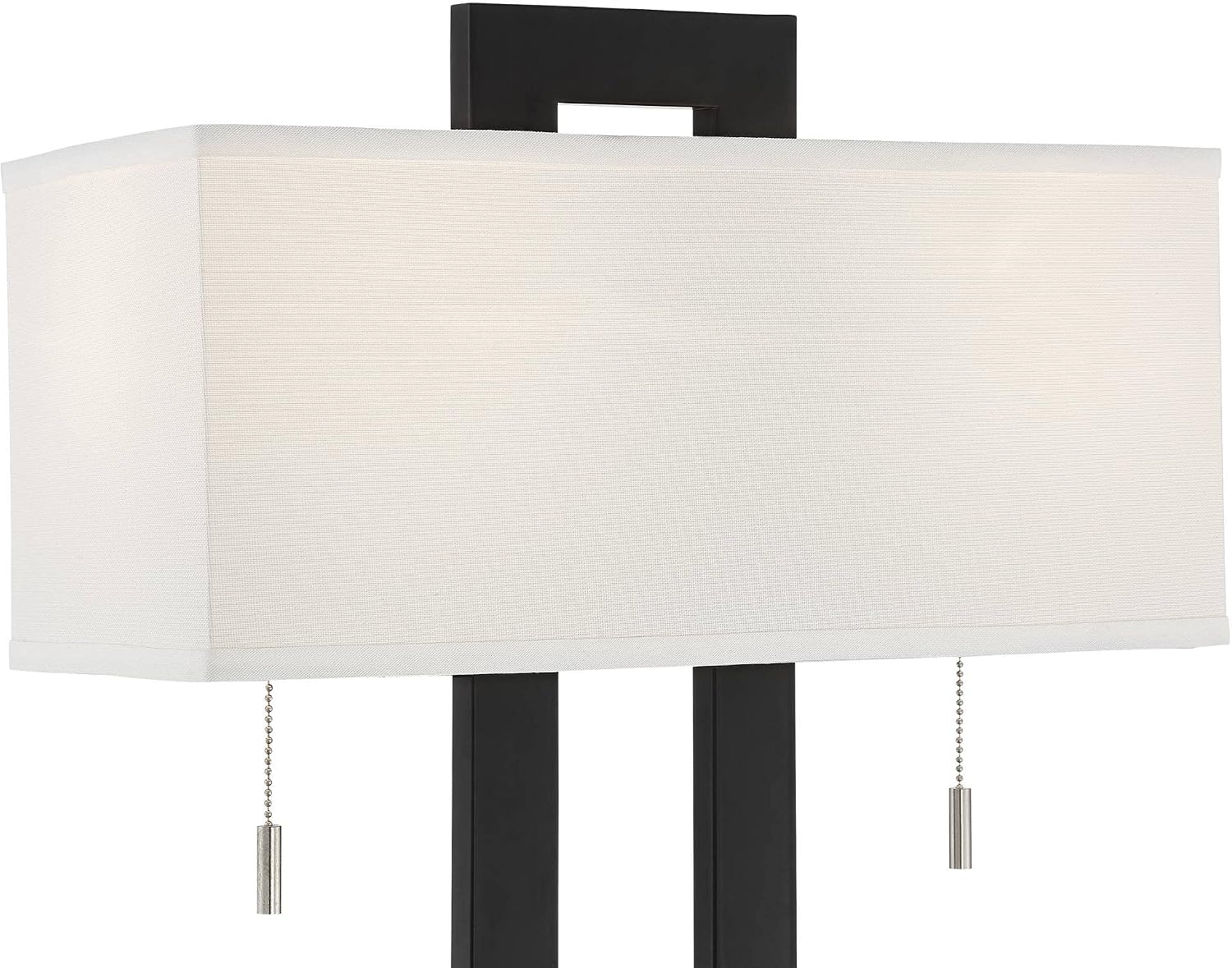 360 Lighting Neil 26' High Rectangular Rustic Modern Table Lamps Set of 2 USB Port Pull Chain Black Metal White Shade Living Room Charging Bedroom Bedside Nightstand House Office Entryway