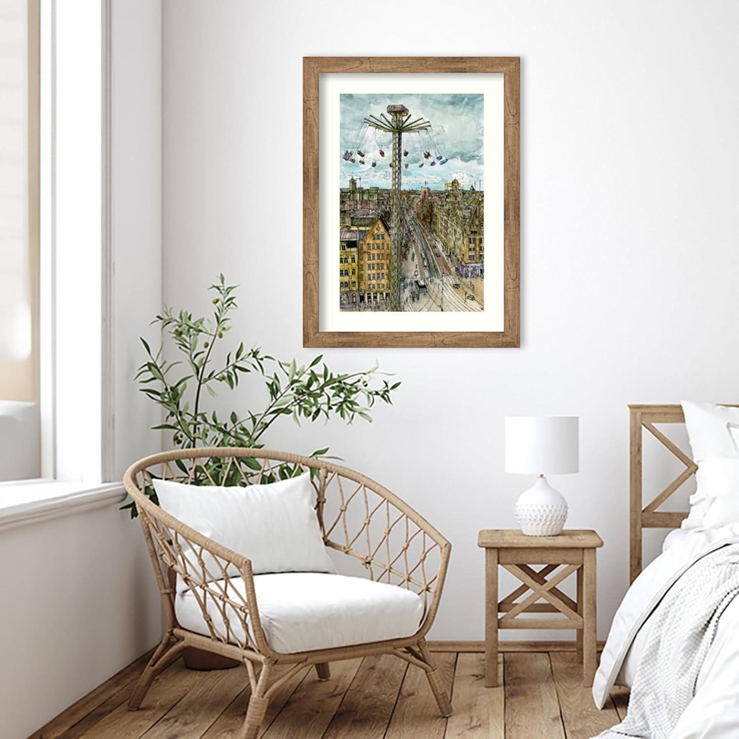 Amanti Art Framed Wall Art Print 36x27 European Afternoon IV by Melissa Wang, Cityscapes Wall Art, Industrial Urban Decor, Large Poster Painting Artwork for Living Room, Bedroom, Bathroom, Kitchen,