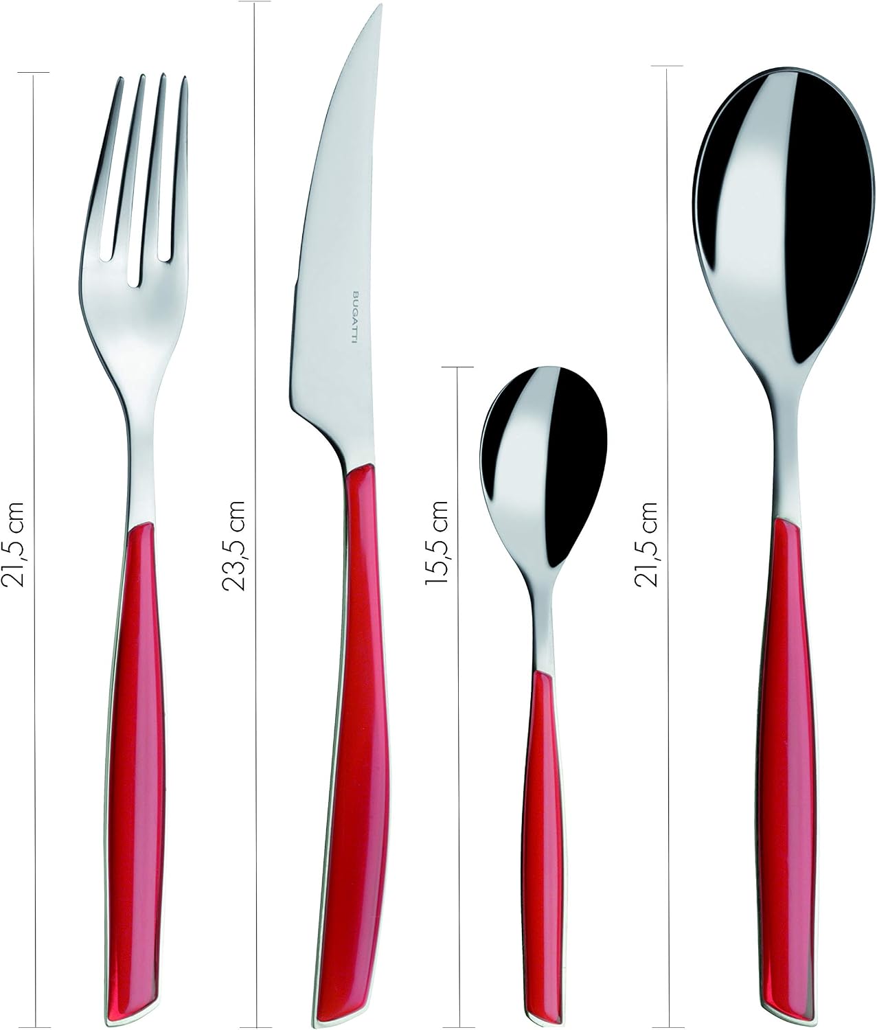 BUGATTI, Glamour 24 Piece Cutlery Set 18/10 Stainless Steel with Gold Handle 6 Person Cutlery Set 6 Spoons 6 Forks 6 Knives 6 Teaspoons