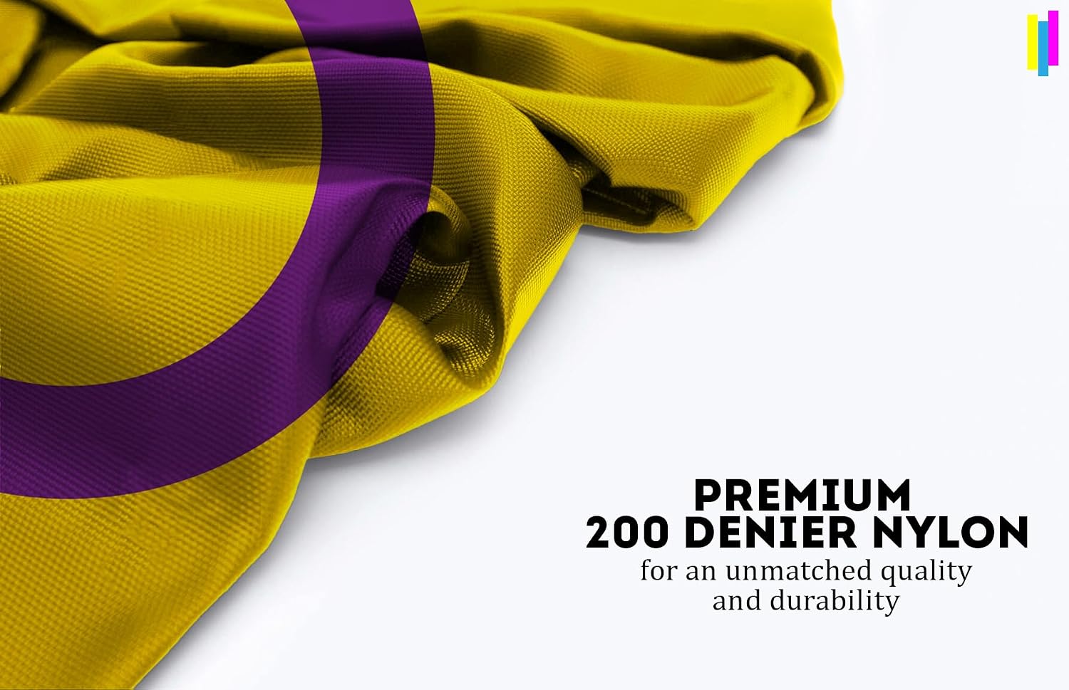 AGAS Large Intersex Flag 10x15 Ft - Printed 200D Nylon - Rope Thimble Brass Grommet Stitched Edges Fade Proof Sharp Colors - Big Size Intersexuality flag