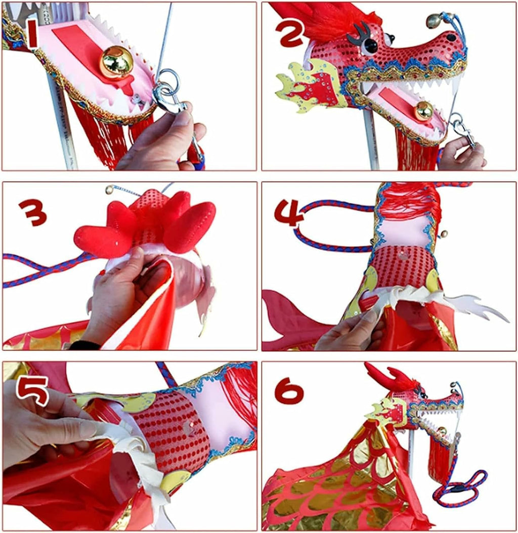 Chinese 3D Dragon Silk Dragon Dance Wu Long Ribbon Streamer Dragon and Lion Dance Props Outdoor Flinging Fitness Dragon Dance