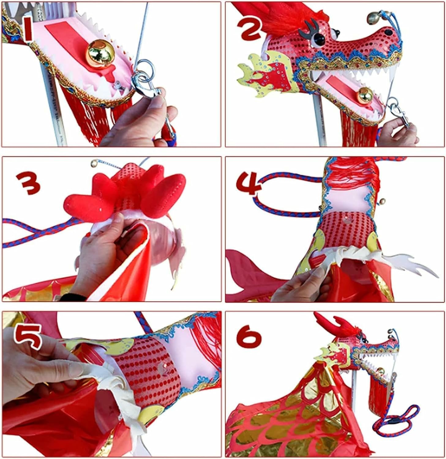 Chinese 3D Dragon Silk Dragon Dance Wu Long Ribbon Streamer Dragon and Lion Dance Props Outdoor Flinging Fitness Dragon Dance