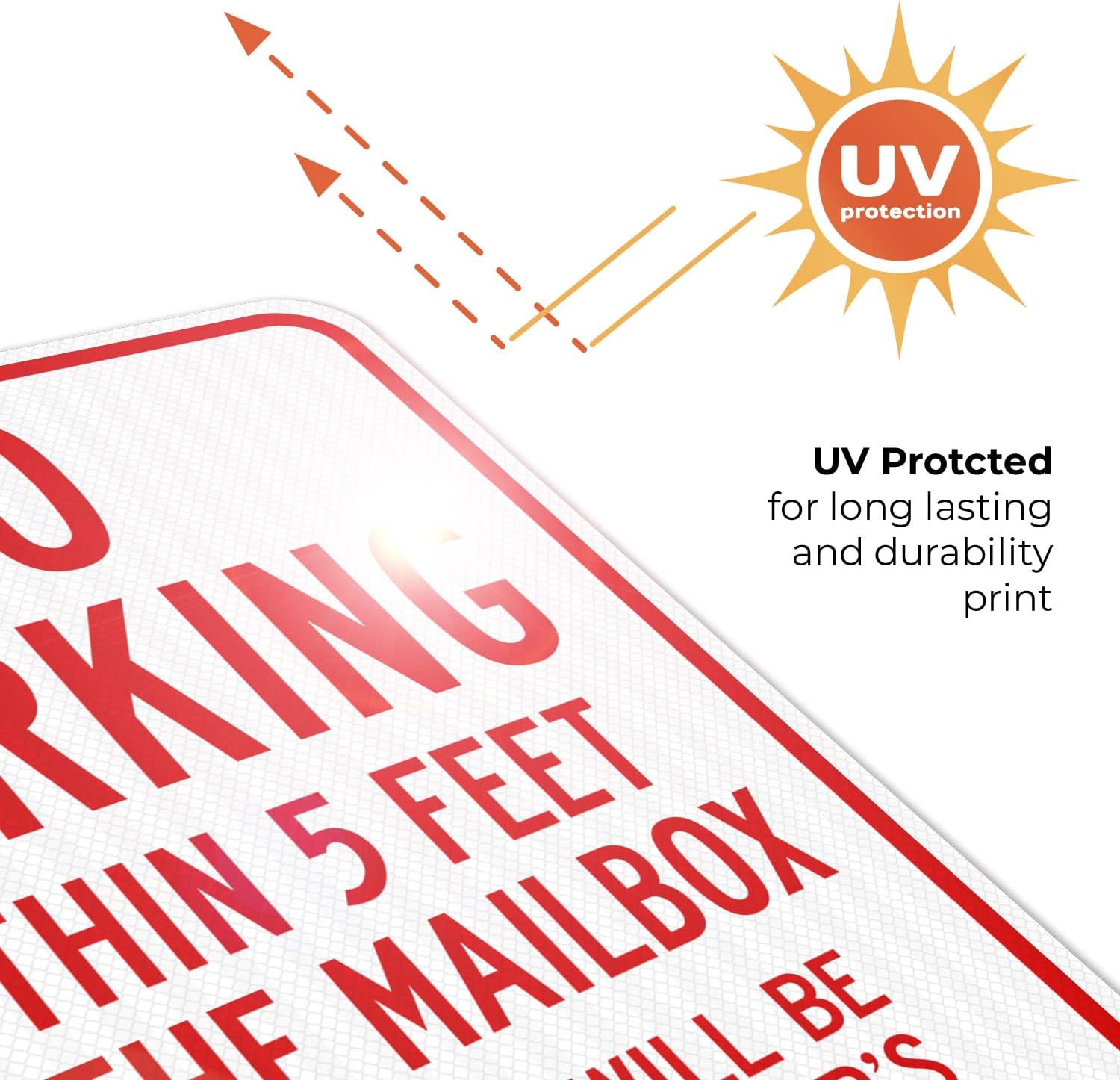 No Parking Within 5 Feet of The Mailbox Violators Will Be Towed at Owner Expense Sign, 18x24 Inches, 3M EGP Reflective with Post & Cast Iron Base Stand Set Made in USA by Sigo Signs
