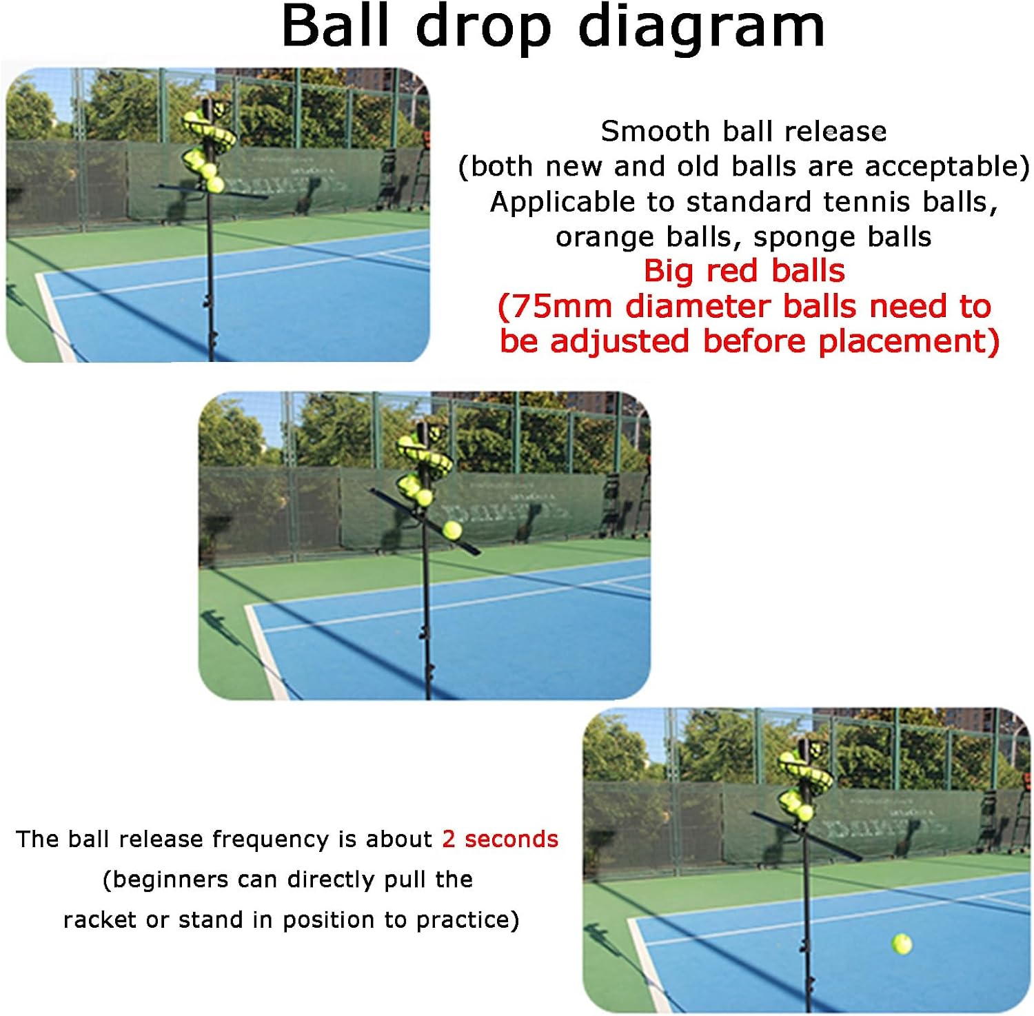 Tennis Ball Machine, Adjustable Height, Portable Manual Operation, Ideal for Beginners and Kids Training,Without Extra Track