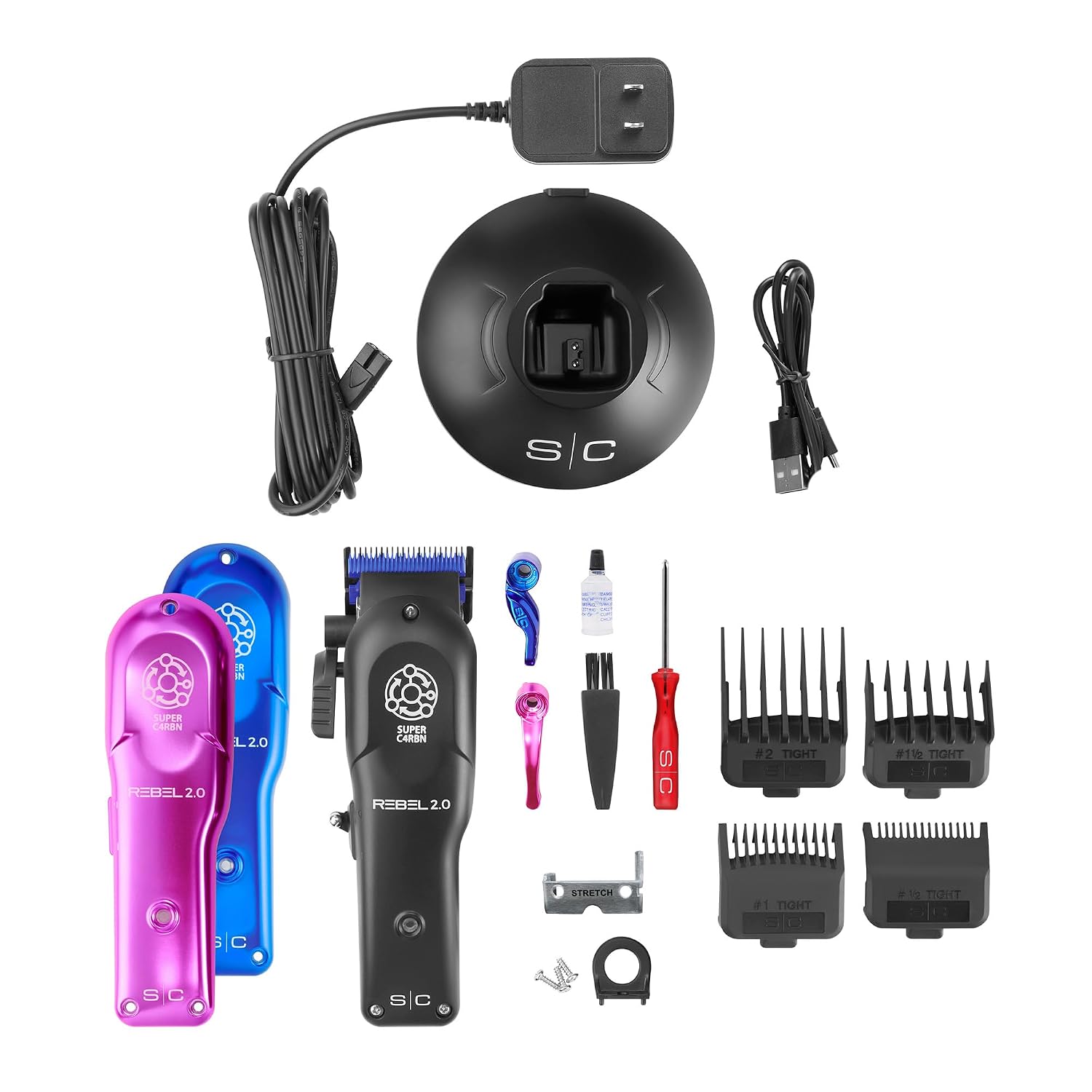 Stylecraft Rebel 2.0 Hair Clipper, Super C4RBN Motor with DLC and Ceramic Blades, USB-C Rechargeable, Cord/Cordless Haircutting