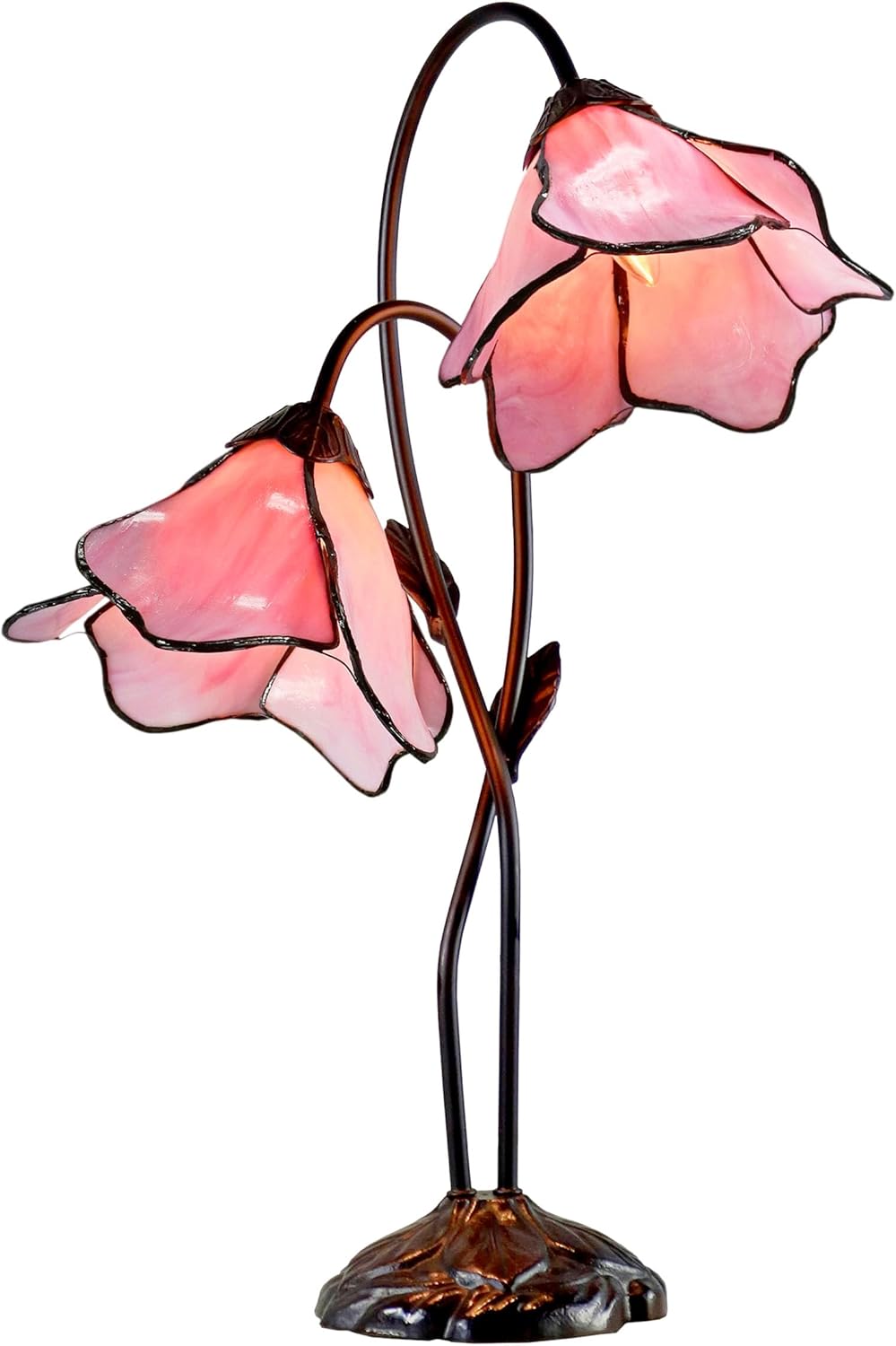Dale Tiffany TT12146 Poelking 2-Light Pink Lily Table Lamp, 12' x 12' x 21', Bronze