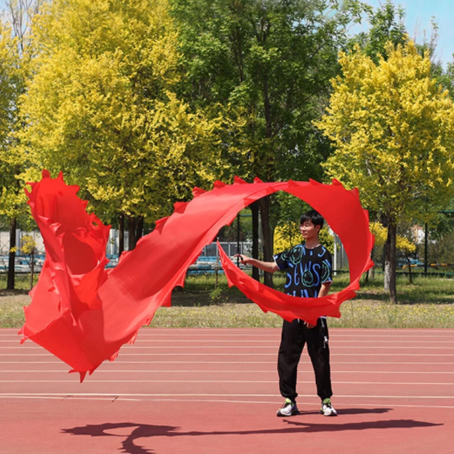 Traditional Dragon Lion Dance 6m/19.6ft Streamers Chinese Dragon Dance Silk Lion New Year Performance Party Props Washable Fabric Chinese New Year(Pink)