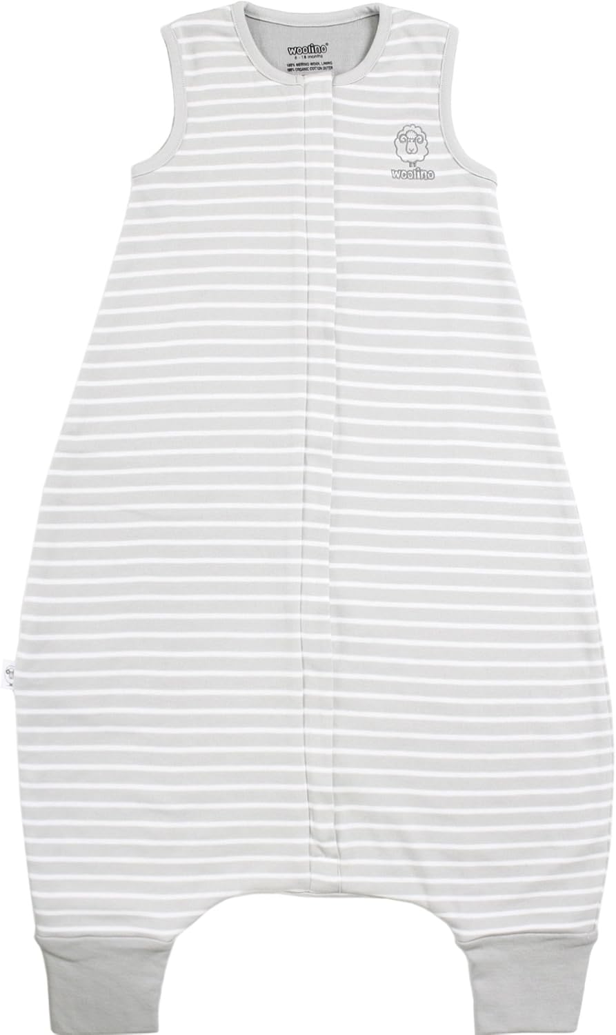Woolino 4 Season Baby Sleep Bag or Sack with feet, Australian Merino Wool and Organic Cotton, Toddler Sleeping Bag, 3-4T, Birch Gray