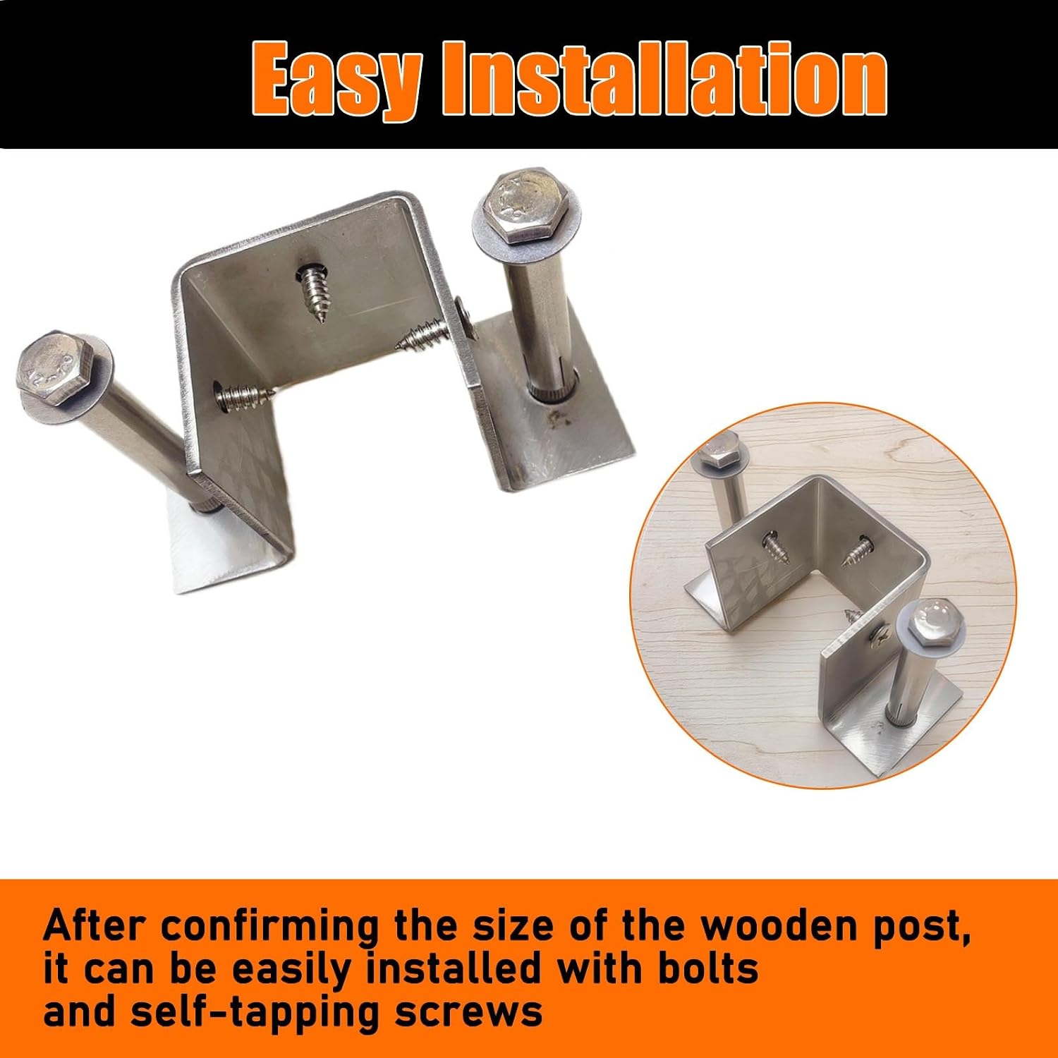 1x1 2x2 4x4 6x6 8x8 U-Channel Surface Mount Post Base, Post Anchor for Concrete/Wooden Floors/Brick Floors/Marble Floors, Mailbox/Pergola Column Support Bracket, 4pcs(3.8x3.8x3.15in)
