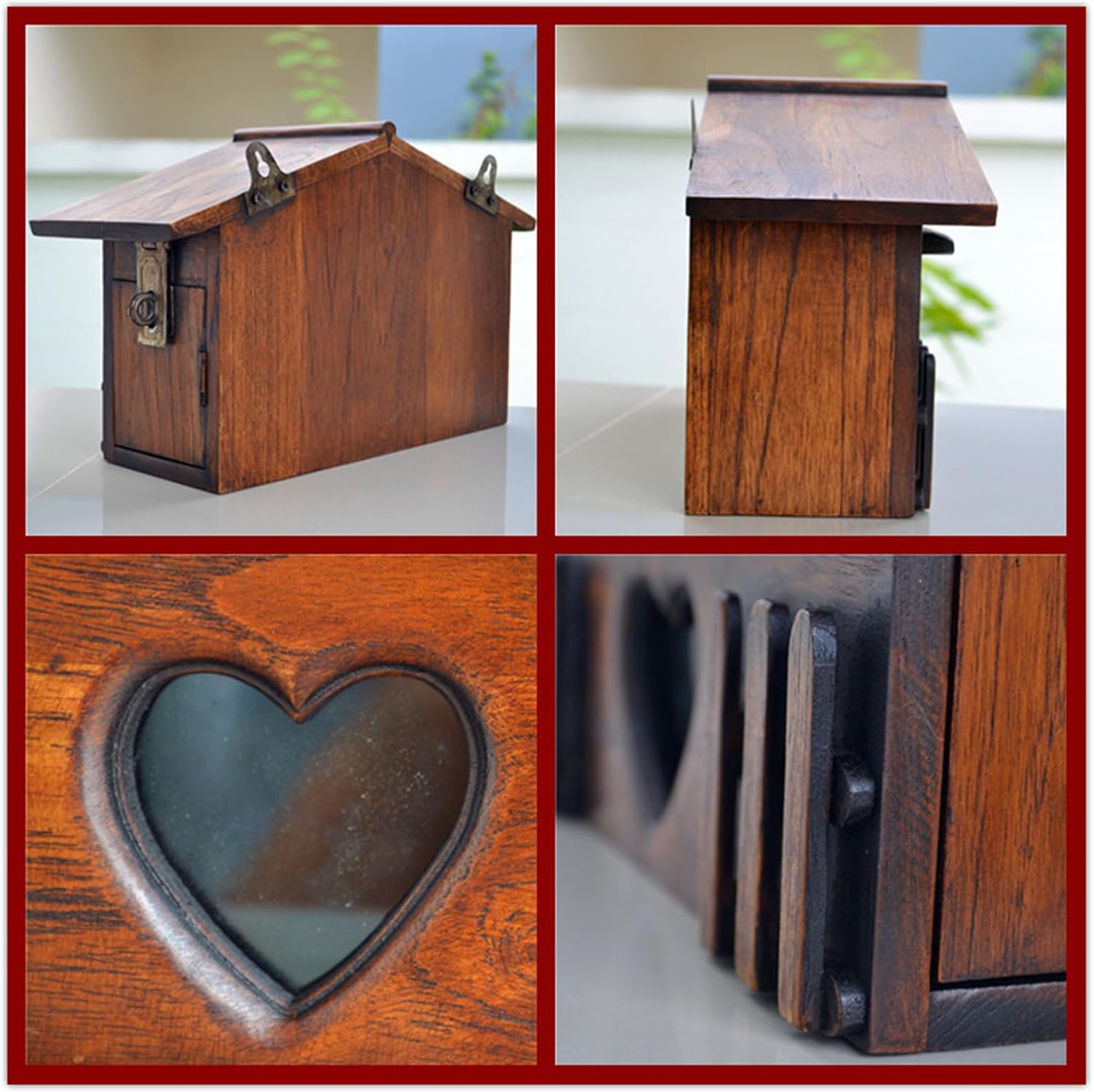 Wooden Cabin Mail Boxes,Letter Box,Weatherproof Secure Mail Box,Drop Box,Wall Mount Mailbox,Mailboxes for Outside,Suggestion Box Post Box,Rustic Vintage