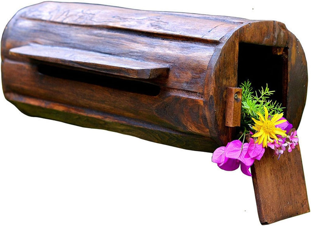 MELPHI Mailboxes for Outside, Security Key Drop Box, Wooden Mailbox, Hanging Secure Post Box, Easy Mount, Garden, Outdoor Decoration for Outside, Home, Front Door