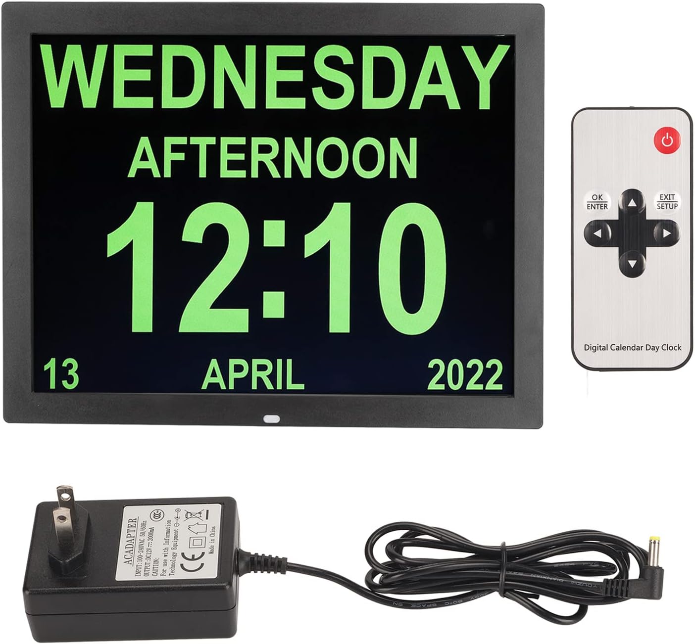 Septpenta Digital Calendar Alarm Clock Day Clock with 15' Large Display, 10 Languages, with Remote Control/Calendar/Alarm/Date/Day for Visually Impaired, Elderly, Dementia(USA)