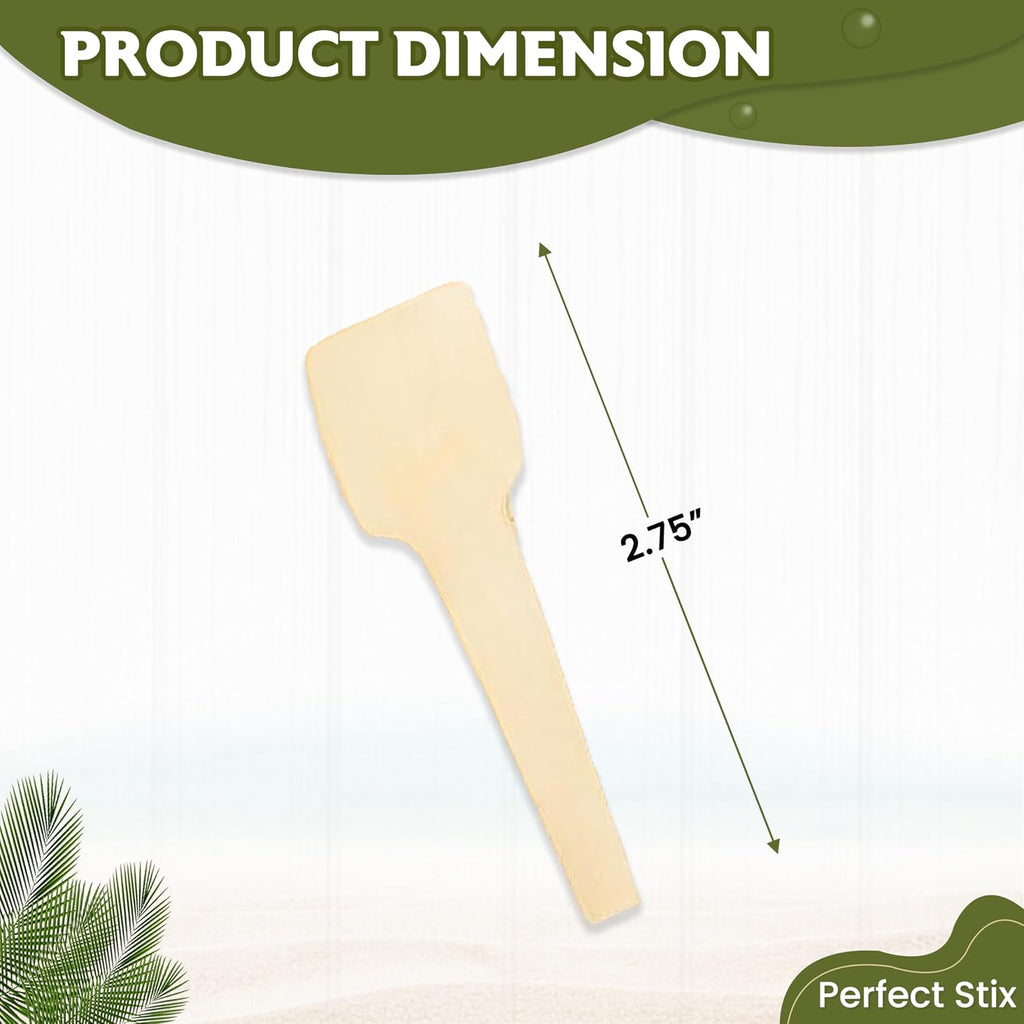 2.75' Disposable Wooden Taster and Sampling Spoons - Pack of 10,000ct