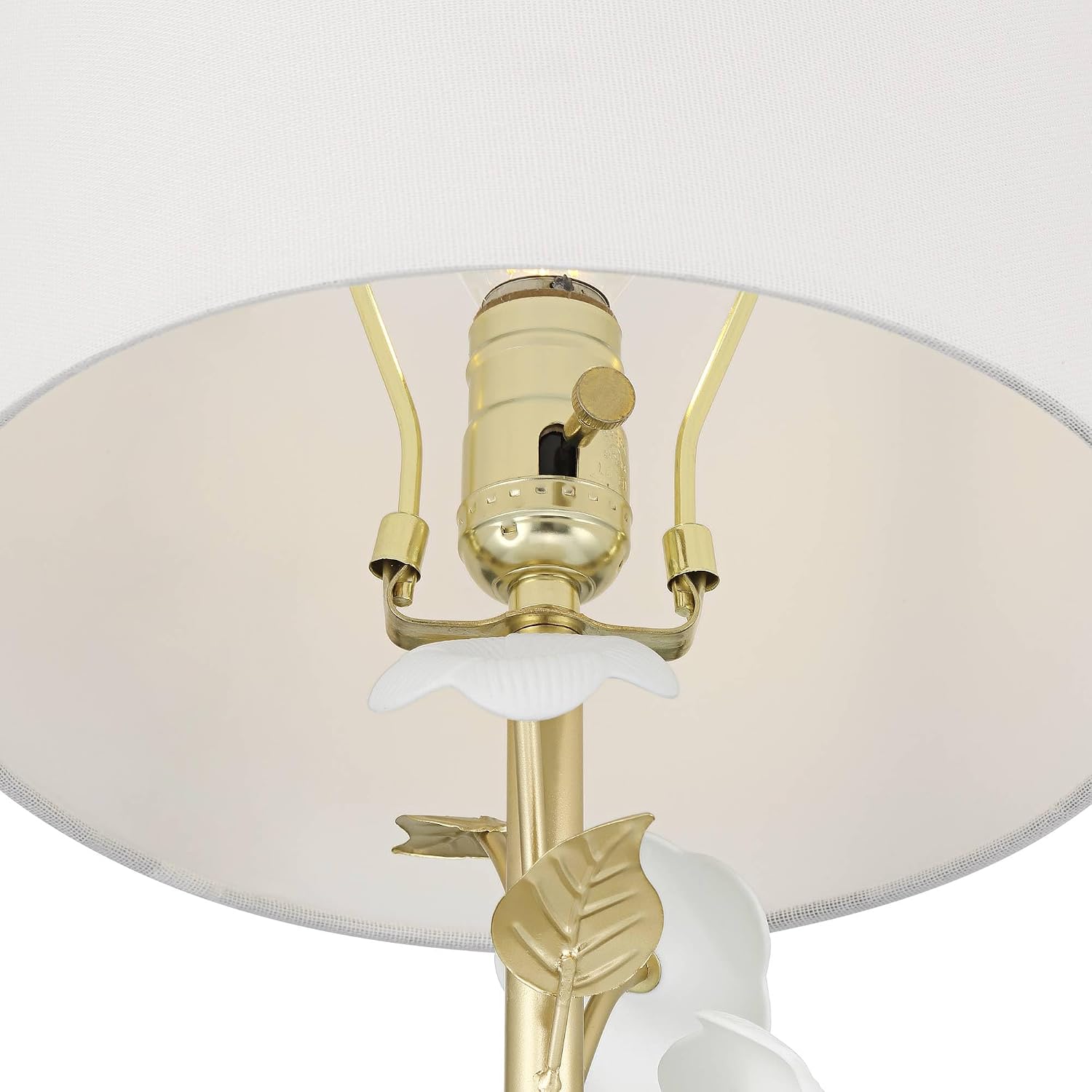 360 Lighting Descanso 21' H Gold and White Flower Table Lamp Set of 2 with Dimmer