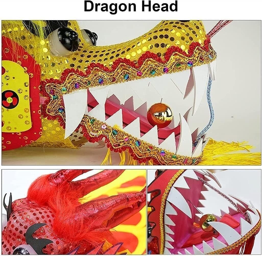 Chinese Dragon Costume Chinese Dragon Dance Ribbon 3D Colorful Dragon Silk-Like Flowy Spinning Lion Dance Streamers Silk Lion Dance Costume(Green,8m)