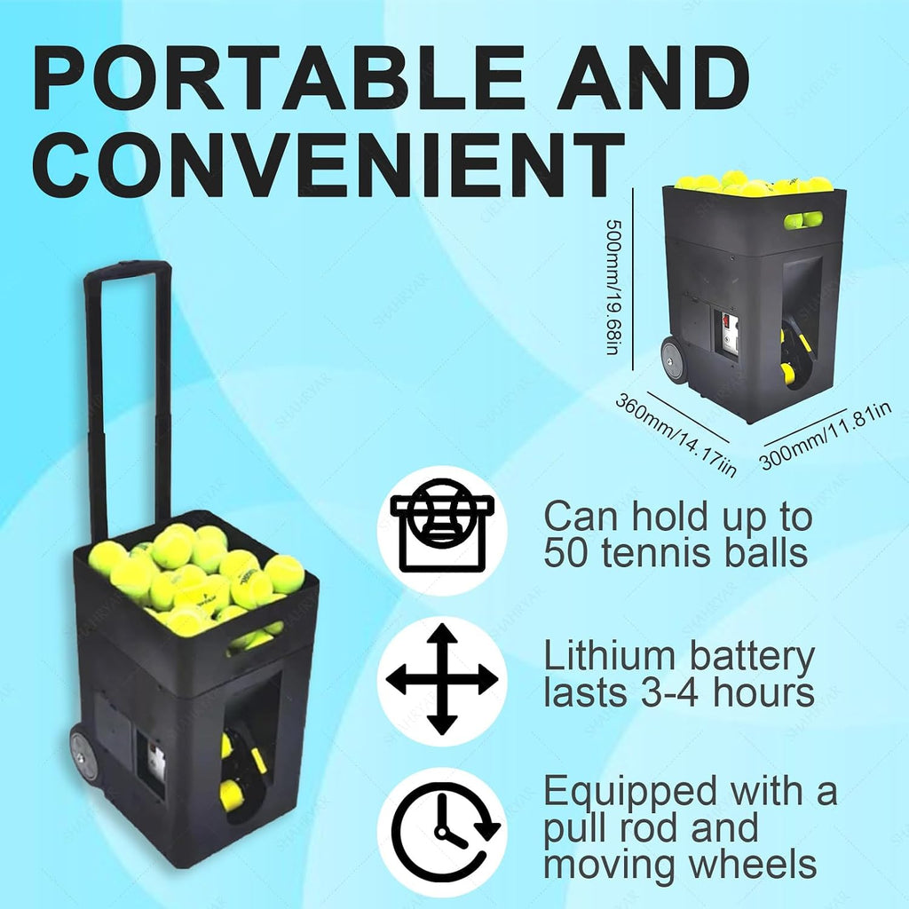 SHAHRYAR Automatic Ball Launcher Tennis Practice Equipment,Tennis Serving Machine,Tennis Machine Ball Thrower,Adjustable Launching Angle,Multi-Mode Drills, for Beginners