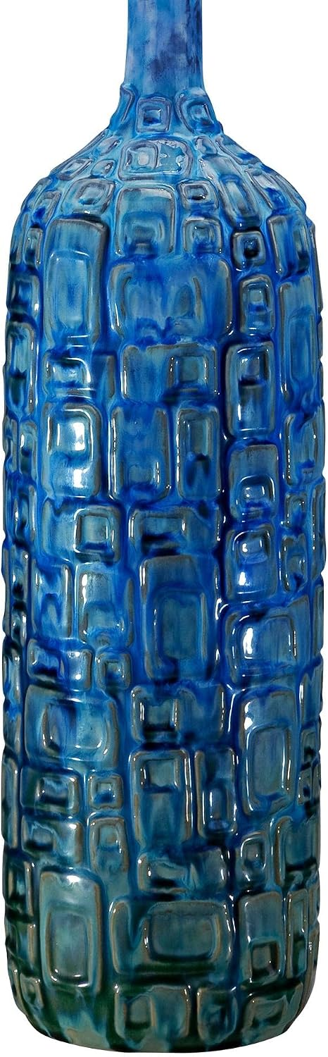 Possini Euro Design 36' Tall Large Mid Century Modern Farmhouse Rustic Coastal End Table Lamps Set of 2 Teal Blue Ceramic Living Room Bedroom Bedside Nightstand House Office Home Reading Tan Shade