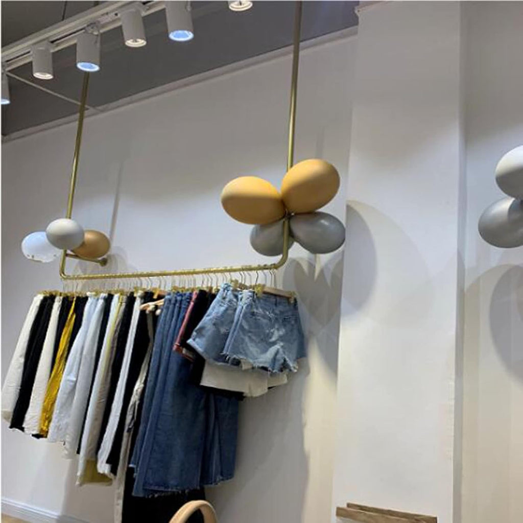 Wall-Mounted Clothing Display Rack, Metal Heavy-Duty Storage Clothes Rail, Bridal Shop Shelf Ceiling Hanger, Retail Store Iron Hanger(Golden-100Cmx150Cm