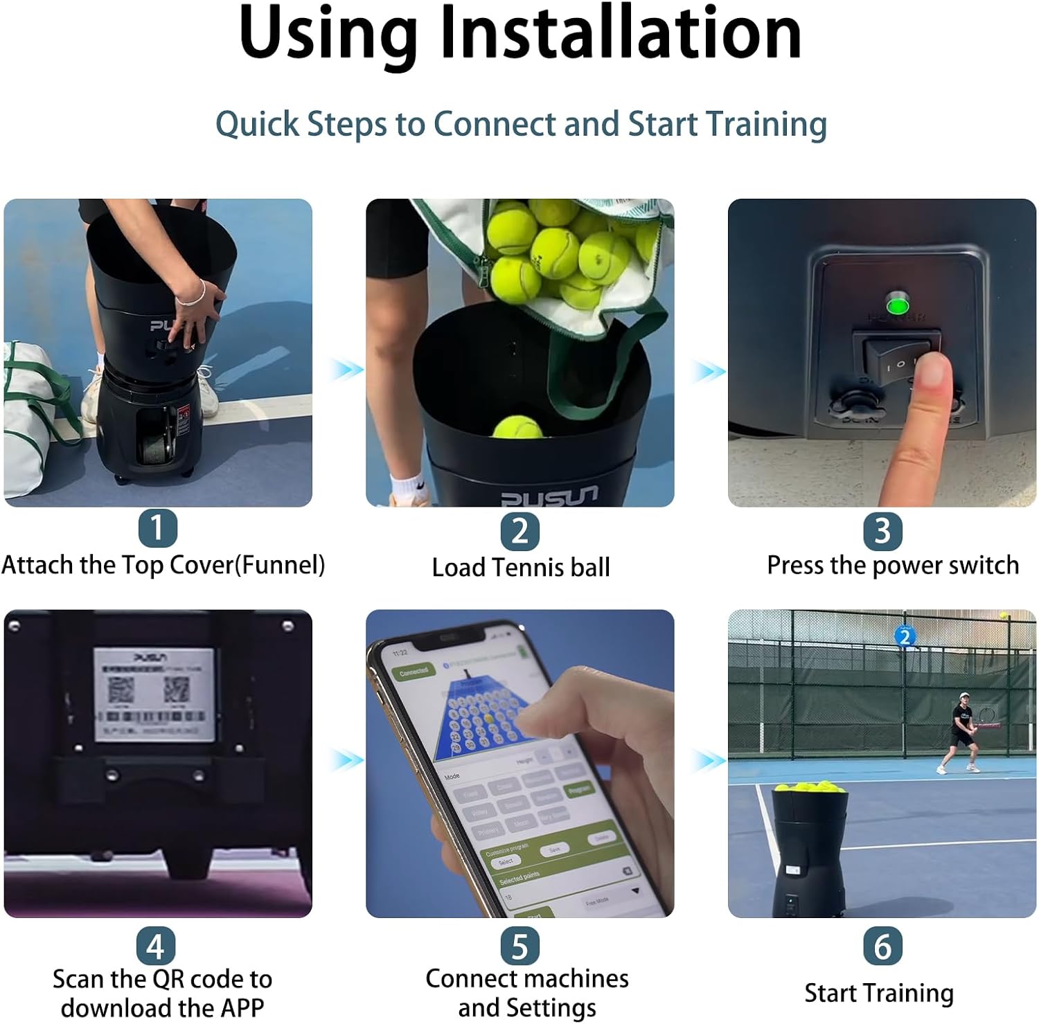 PT-MINI PRO-【Portable & Smart Tennis Ball Machine】 Perfect for Beginner Training | 65+ Ball Capacity | 3-5 Hours Battery Life | Speed 8-60km/h | Fixed Toss | Controlled via Mobile App