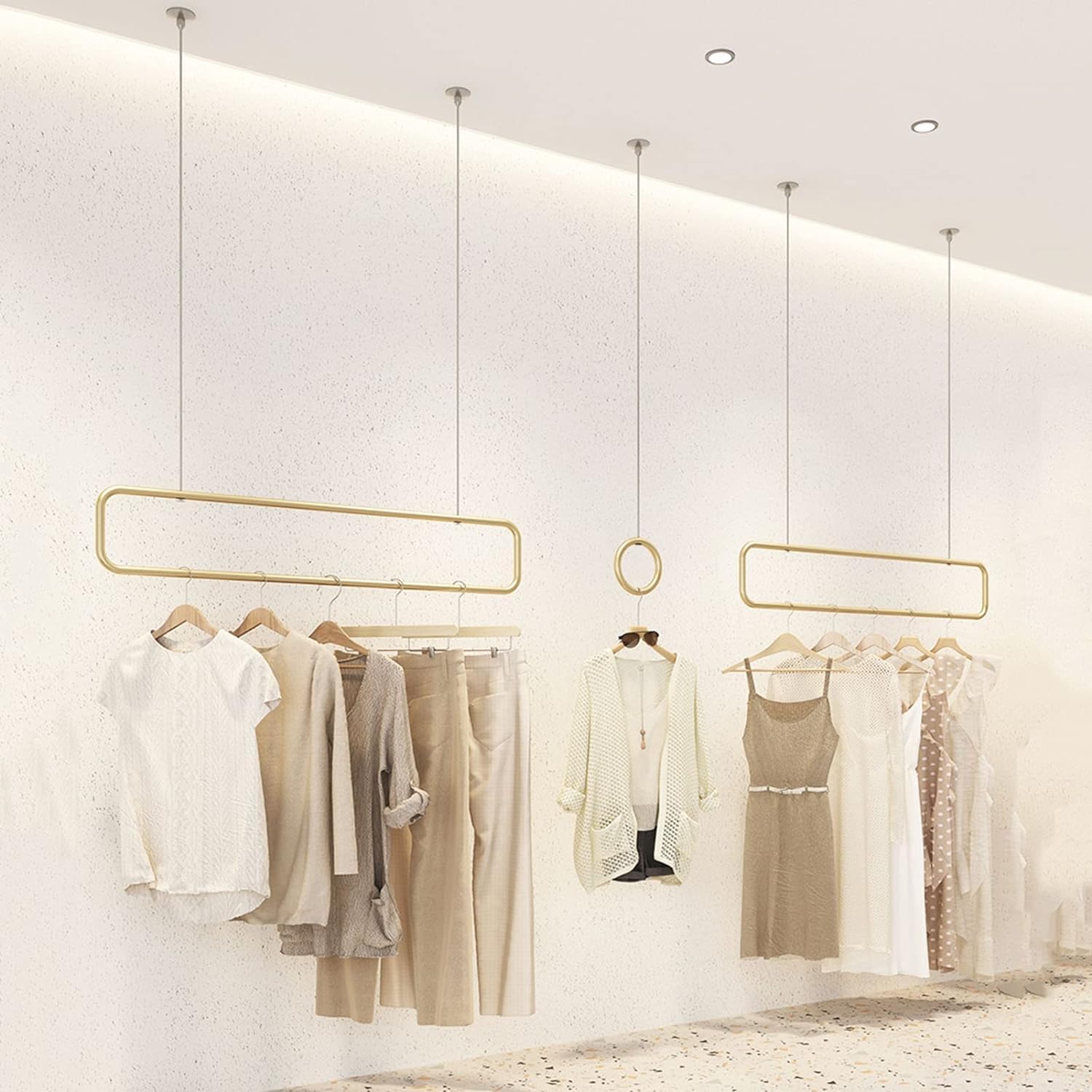 Clothes Rack, Creative Height Adjustable Chain, Clothing Store Ceiling Rack, Clothes Storage Rack, Metal Hanger, M Display Rack (80cm