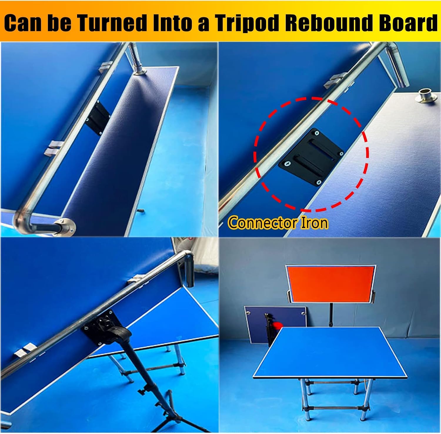 Table Tennis Self Training Equipment, Ping Pong Rebound Board with Red Rubbers for Adult Kids, Height Adjusted Ping-Pong Sparring Springback Machine with Table