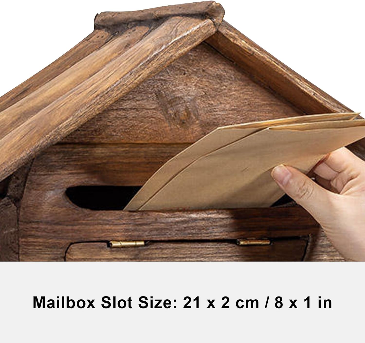 Wooden Wall Mount Mailbox, Vintage Mailboxes for Outside, Rainproof Letter Box Suggestion Box Cabin Post Box for Home Bar House Decor 15 x 6 x 10 Inch