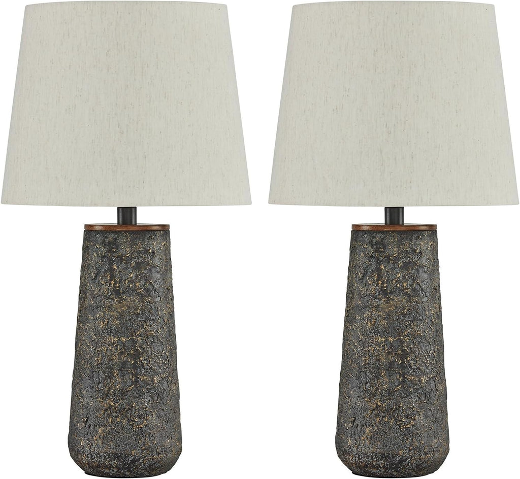 Signature Design by Ashley Chaston Casual Modern Table Lamp Set, 2 Count, Antique Bronze Finish