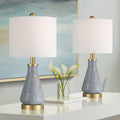 360 Lighting Alexia 20' High Small Modern Accent Table Lamps Set of 2 Gold Blue Finish Glass Fabric White Shade Living Room Bedroom Bedside Nightstand House Office Home Reading Kitchen Entryway