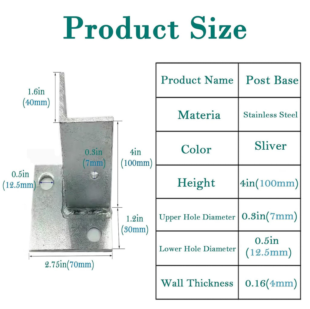 Galvanised Steel Pillar Stand Base for Gardens/Pergola, Sturdy Construction Mailbox Post Base Brackets, Heavy Duty Post Anchors Wood Post Support Base for Deck Railing(18pcs)