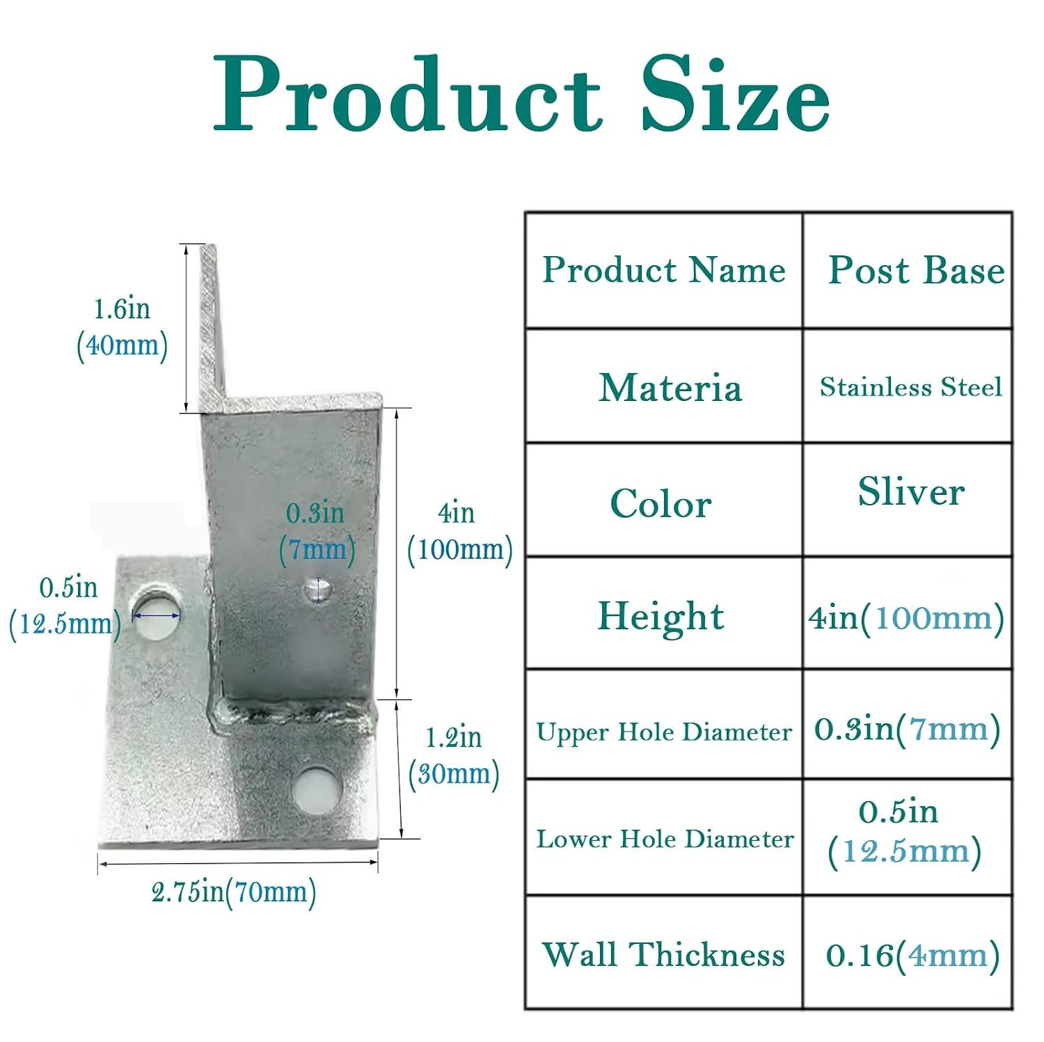 Galvanised Steel Pillar Stand Base for Gardens/Pergola, Sturdy Construction Mailbox Post Base Brackets, Heavy Duty Post Anchors Wood Post Support Base for Deck Railing(10pcs)