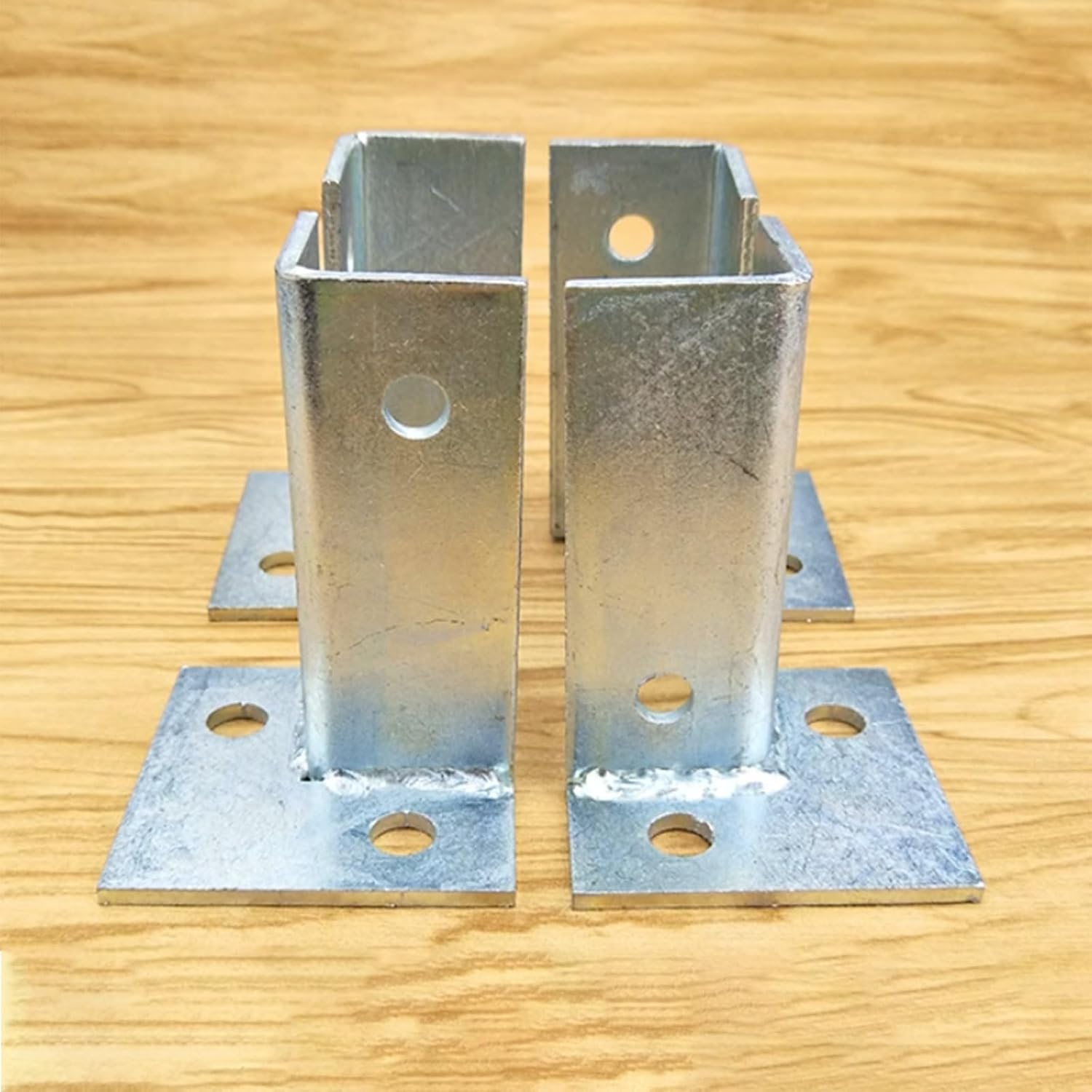 Flexible Post Base Wood to Concrete, Sturdy Stainless Bracket Anchor for Wooden Mailbox/ Patio Fence, Protect Pergola Deck Railing From Lawnmower ( Color : 4 Pcs , Size : 70x70x100 mm(2.7x2.7x4 in) )