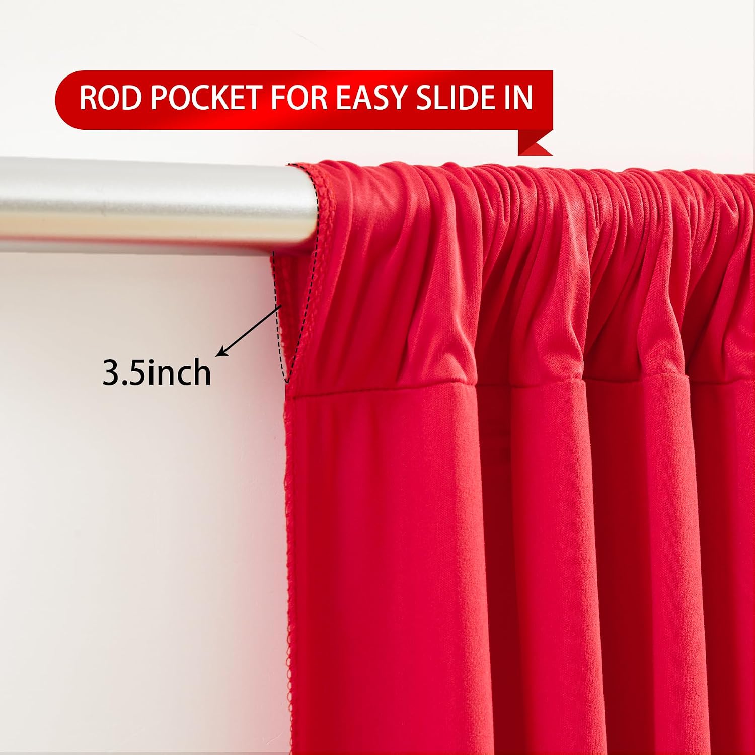 Red Backdrop Curtains 10 Panels-Wrinkle-Free Polyester Photography Drapes Party Photo Backgrounds for Wedding Christmas Photo Backdrops- 40 X10FT