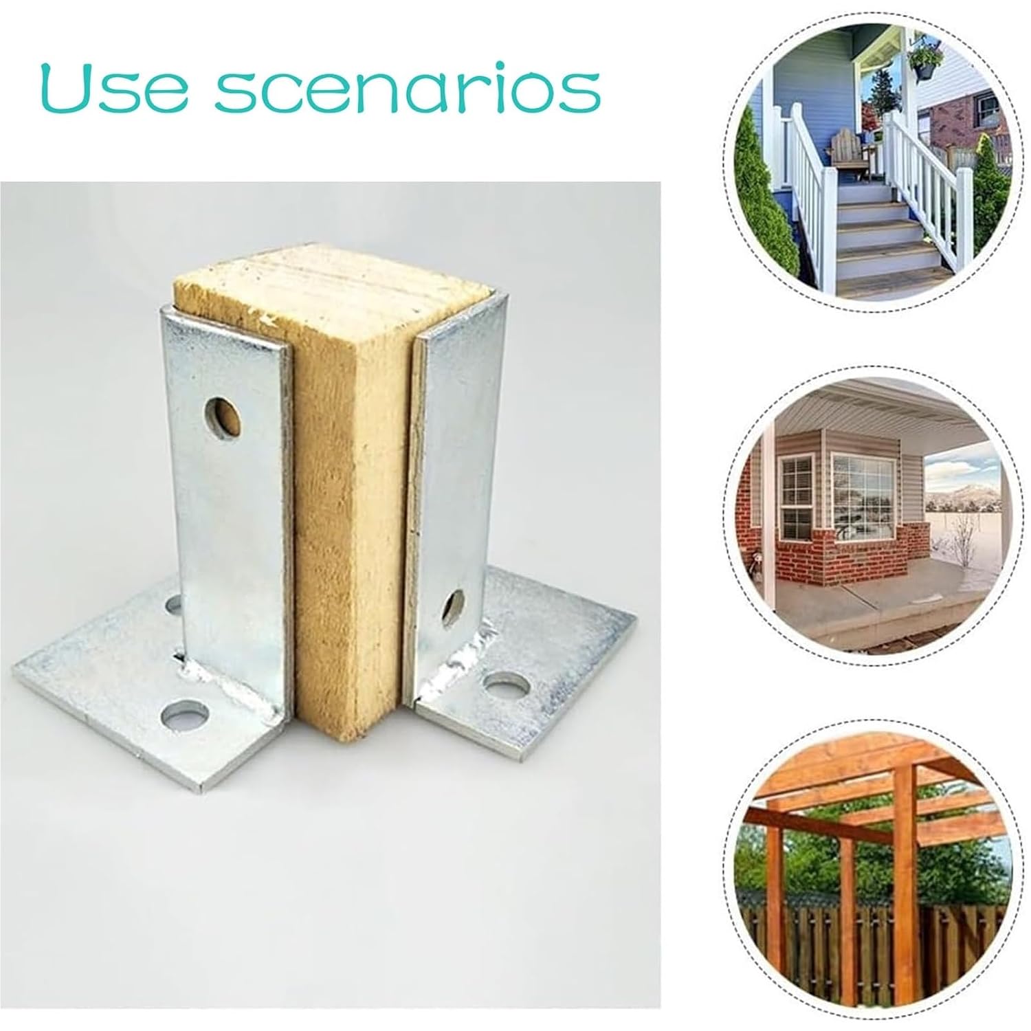 Adjustable Stand Alone Post Anchor Bracket, Silver Cement Post Base Pergola Kit, Wood Post Deck Mount for Railing Wood Post/Deck Railing/Fence Kit(12 pcs)