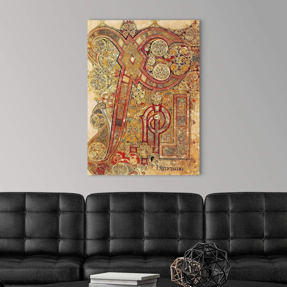GREATBIGCANVAS Book of Kells. 8th-9th c. Chapter Letter Canvas Wall Art Print, History Home Decor Artwork,