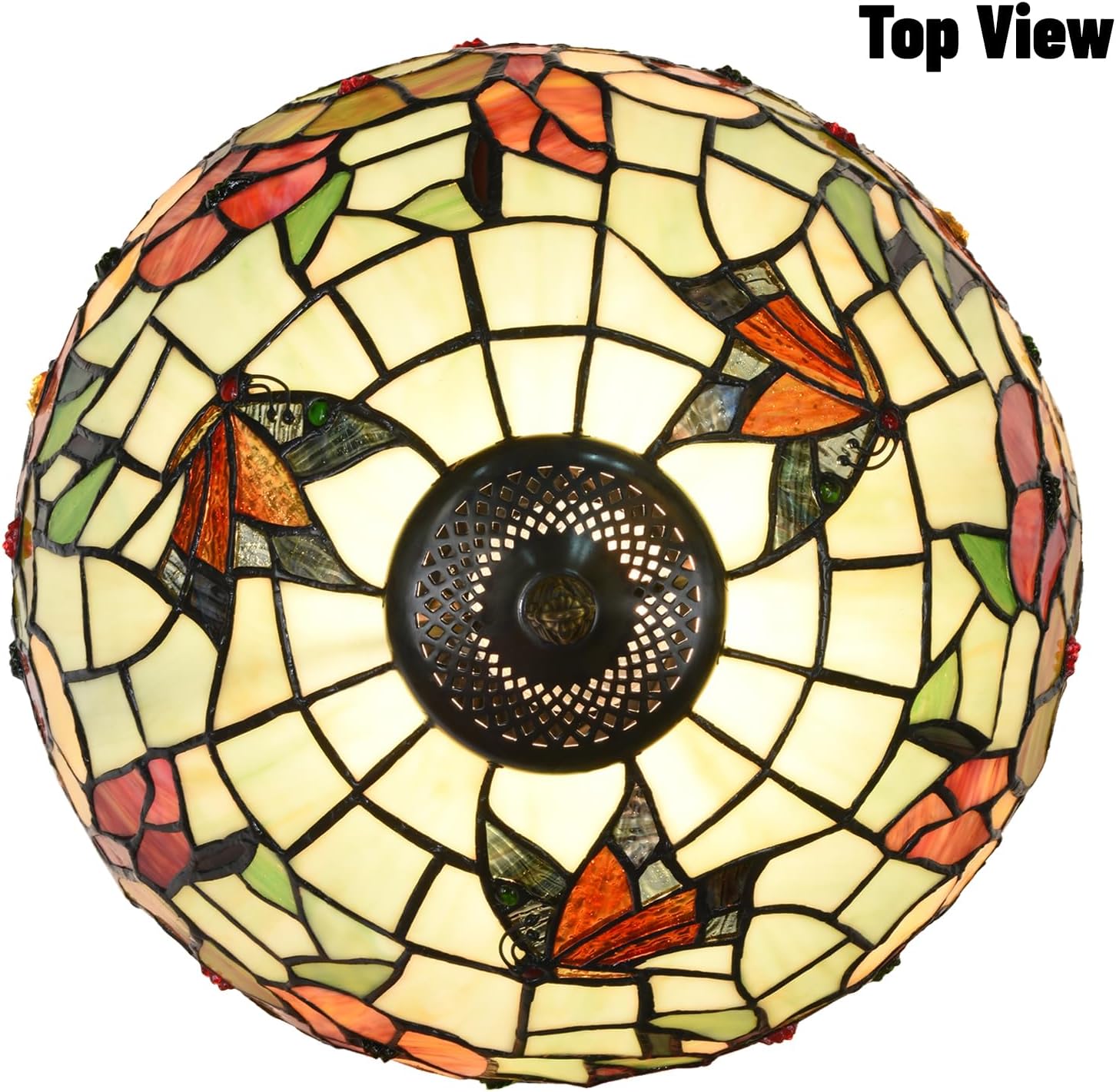 TL0002 Tiffany Style Table Lamp 21.5' High Blossoming Antique Stained Glass Lamp for Living Room Bedroom Bedside Nightstand Home Office, LED Bulb Included